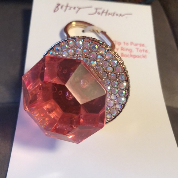 New Tik Tok Betsey Johnson Pink Jeweled Handbag Charm/Key Chain/Final Price - Picture 15 of 17